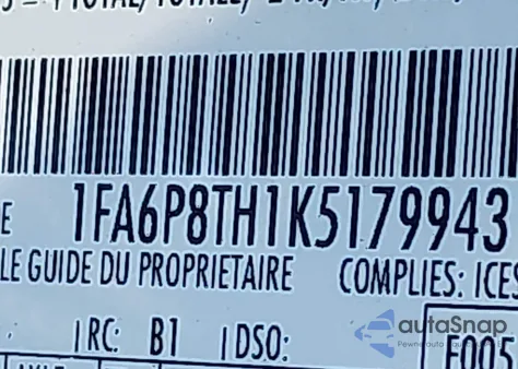 2019 Ford Mustang Ecoboost Premium z USA, uszkodzony, nr VIN 1FA6P8TH1K5179943